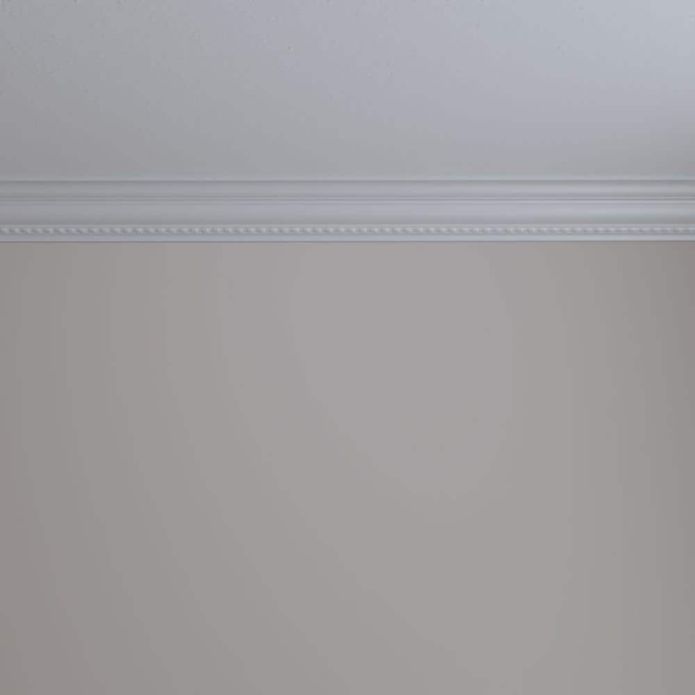 White Urethane Bead and Barrel Crown Moulding 3"H x 3"P x 94.5"L