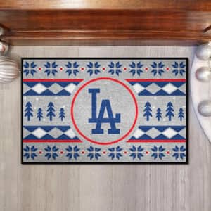 Los Angeles Dodgers Gray Holiday Sweater 1.5 ft. x 2.5 ft. Starter Area Rug
