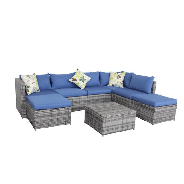 grey rattan garden settee