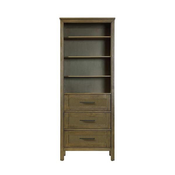 28 in. W x 18 in. D x 72 in. H Brown Freestanding Linen Cabinet