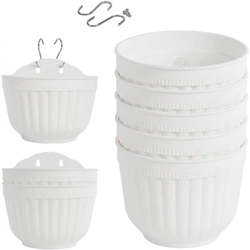 "8 Pack 5.5"" White Resin Wall Hanging Planters, Indoor Outdoor Vertical Plant Pots" price history on PriceWatchPro