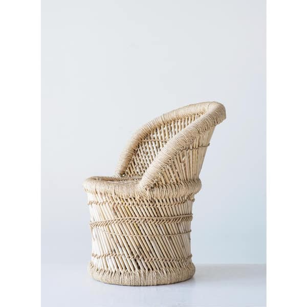Storied Home Off-White Bamboo and Woven Rope Tropical Children's Chair  DA9820 - The Home Depot