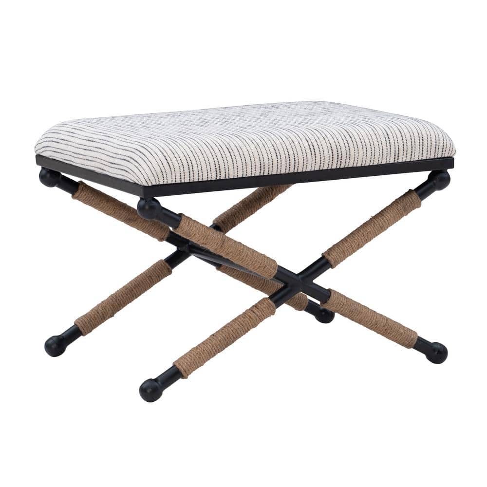 Alden 18 in. Backless Iron Base Stool with Black/White Striped Pattern Upho