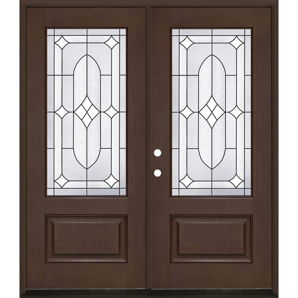 Regency 72 in. x 80 in. 3/4L Axis Glass RHIS Hickory Stain Fiberglass Double Prehung Front Door with 6-9/16 Jamb price history on PriceWatchPro