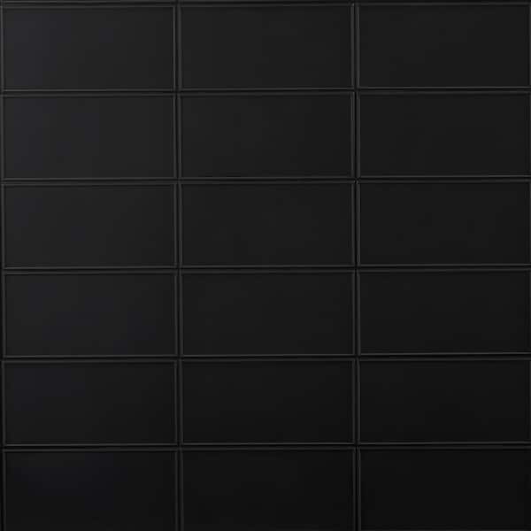 Ivy Hill Tile Tori Border Black 8 in. x 4 in. Matte Ceramic Wall Tile (28 Pieces, 6.02 sq. ft./Case)