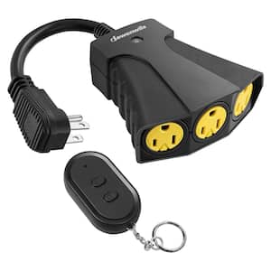 Outdoor Wireless Remote Control Outlet with 3 Grounded Outlets for String Lights