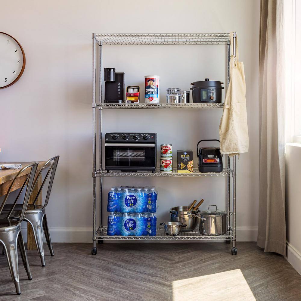 IRIS USA 3-Tier Silver Metal Storage Cart with Casters