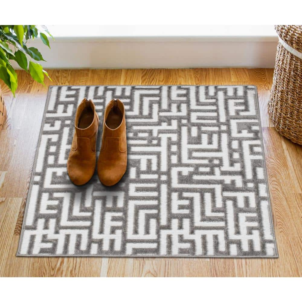 The Sofia Rugs Sofihas Indoor Rugs for Entryway Floor 30in x 30in Indoor  Door Mat Machine Washable Entrance Mat for Traction Support with Non Slip  Rubber Backing, Modern Style, Gray in the