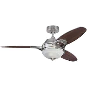 Arcadia Brushed Nickel 46 in. Indoor Ceiling Fan with Reversible Beech/Weathered Maple Blades and Remote Control