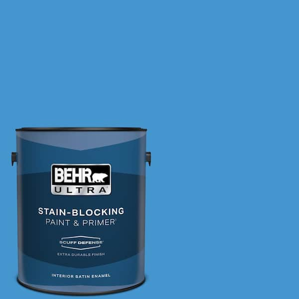 BEHR ULTRA 1 gal. #P510-5 Perfect Sky Extra Durable Satin Enamel Interior Paint & Primer