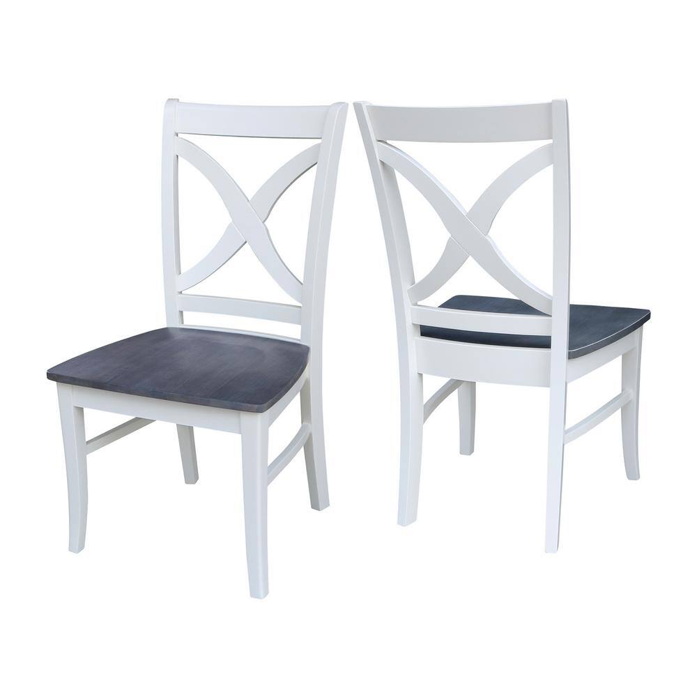 Gray Cross Back Solid Wood Side Chair