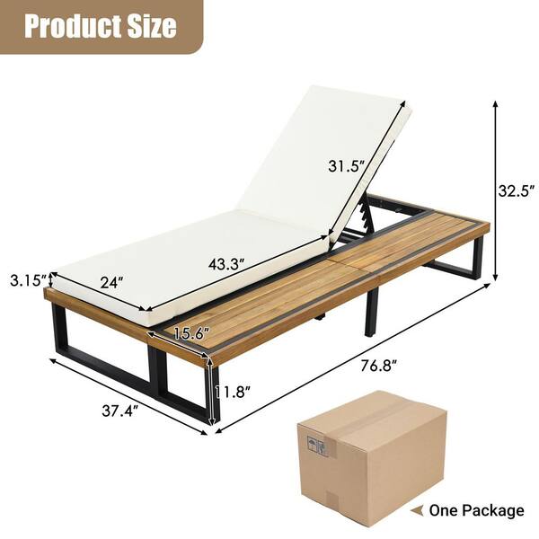 Metal Outdoor Chaise Lounge Chair with Adjustable Backrest, Patio