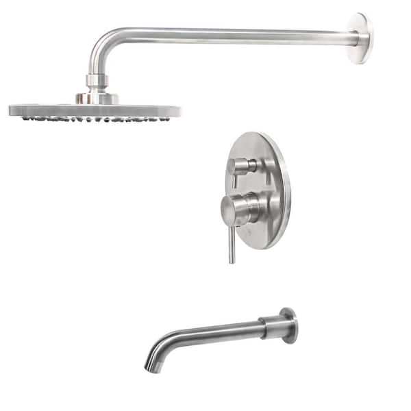 Novatto RADIANCE Single Handle 1 -Spray Tub and Shower Faucet 2.5 GPM in. Brushed Nickel Valve Included