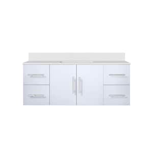 Geneva 48 in. W x 22 in. D Glossy White Bath Vanity and Cultured Marble Top