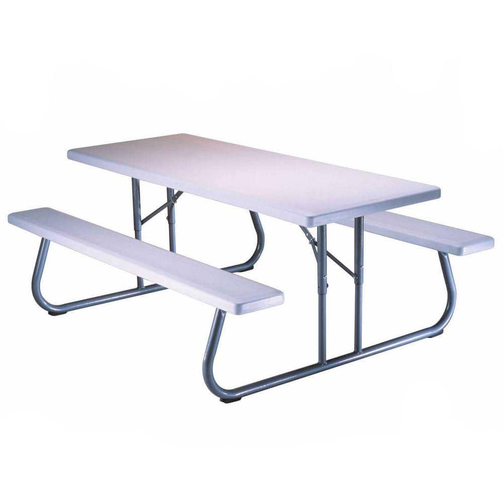 LIFETIME PRODUCTS 72-in Gray Resin Rectangle Folding Picnic Table in the  Picnic Tables department at