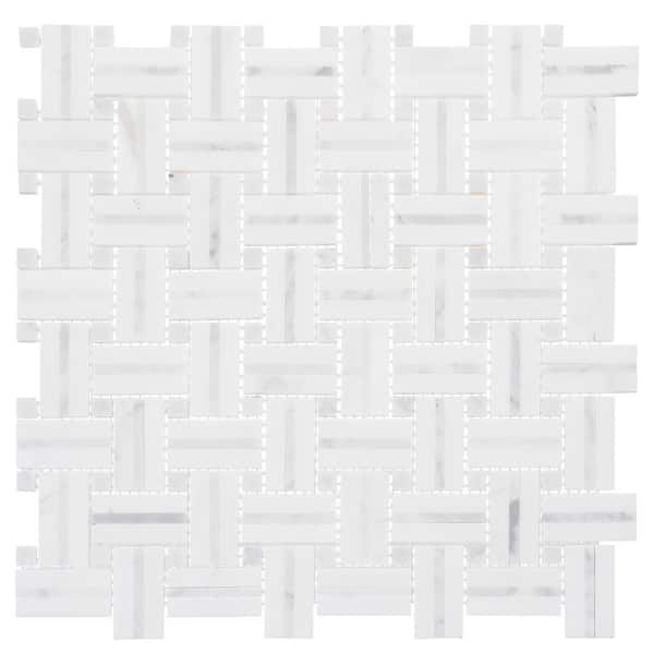 ANDOVA Fabrique Damask White/Gray 12 in. x 12 in. Woven Look Smooth Natural Stone Floor and Wall Tile (5 sq. ft./Case)