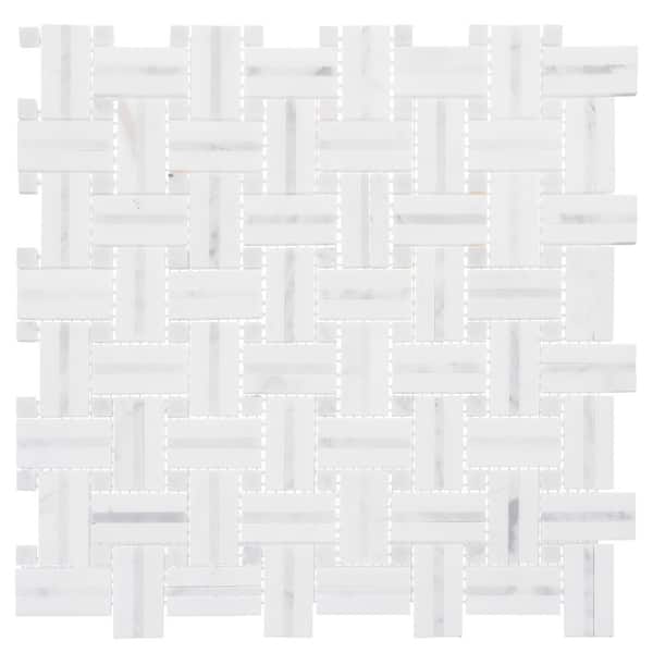 ANDOVA Fabrique Damask White/Gray 4.5 in. x 8.25 in. Woven Look Smooth Natural Stone Tile Sample