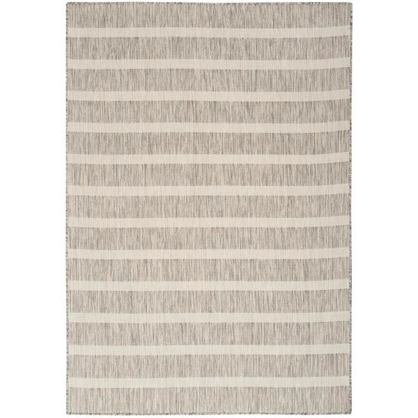 Nourison Positano Grey Ivory 4 ft. x 6 ft. Stripes Contemporary Area Rug