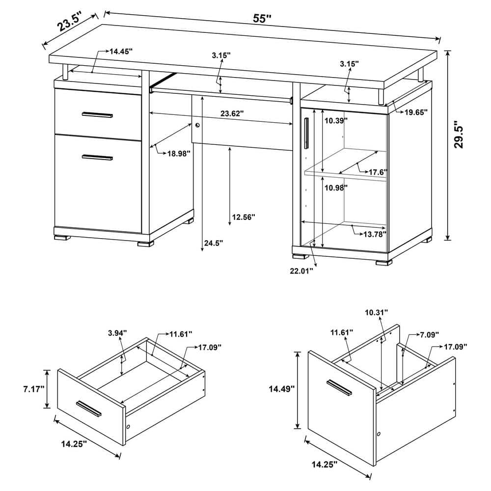 Contemporary White Home Office Desk with Sleek Storage