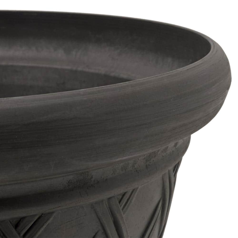 18-inch Dark Charcoal Recycled Plastic Basket Weave Planter