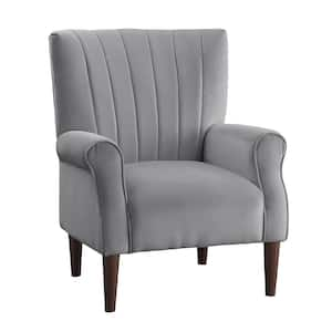 Carlson Dark Gray Velvet Club Channel Tufted Back Accent Chair