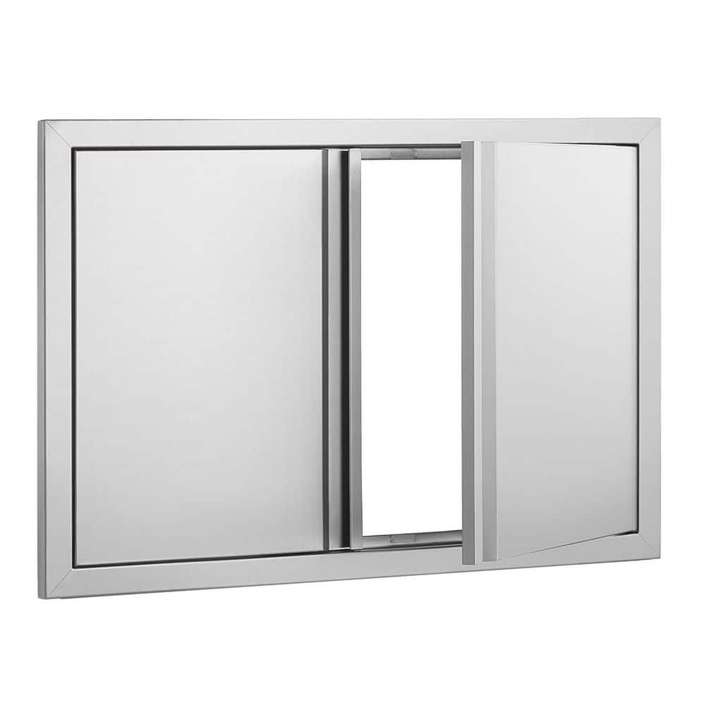 VEVOR BBQ Access Door 28 in. W x 19 in. H Double BBQ Door Stainless Steel with Recessed Handle Outdoor Kitchen Doors (6JPhtLzWCiEOWTA)