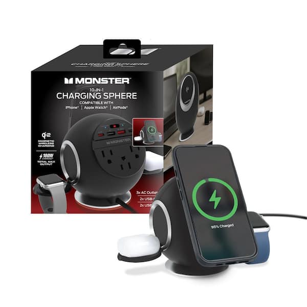 10-in-1 Charging Sphere Desktop Charging Station with Qi2 Magnetic Wireless Charging, 3 AC Outlets, 2 USB-C, 2 USB-A