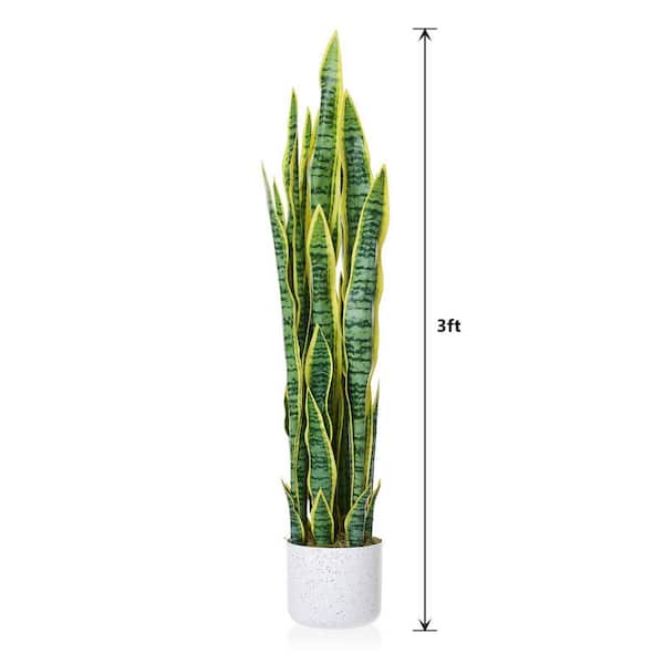 Gravee 3 ft. Tall Fake Snake Plant in Pot, Large Potted Artificial Sansevieria Mother in Law Tongue Plant No Assembly Required