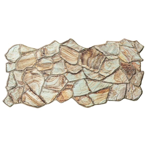 Dundee Deco 3D Falkirk Retro V 39 in. x 19 in. Brown Beige Faux Stone PVC Decorative Wall Paneling