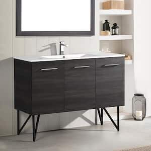 Annecy 48 in. Single, 2-Door, 1 Drawer Bathroom Vanity in Black with White Basin