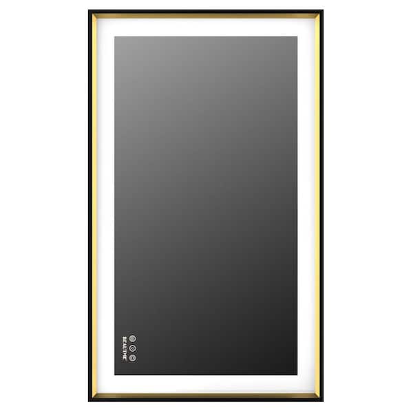 Unbranded 40 in. W x 24 in. H Rectangular Aluminium Framed Dimmable Wall Bathroom Vanity Mirror in Black