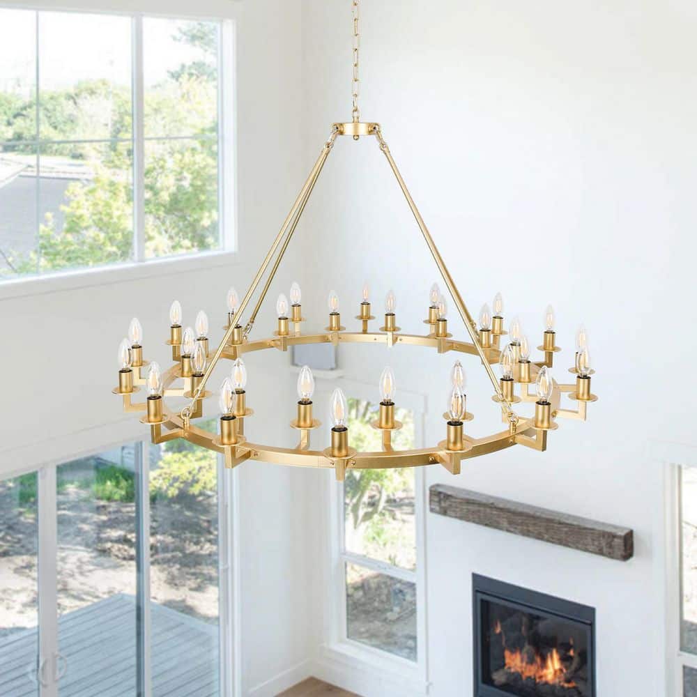 32-Light Gold Large Farmhouse Classical Wagon Wheel Chandelier for Dining Room Living Room price history on PriceWatchPro