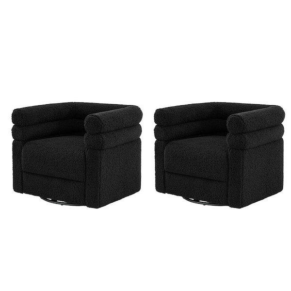 Regina Black Modern Swivel Arm Chair with 2-Pillow Set of 2
