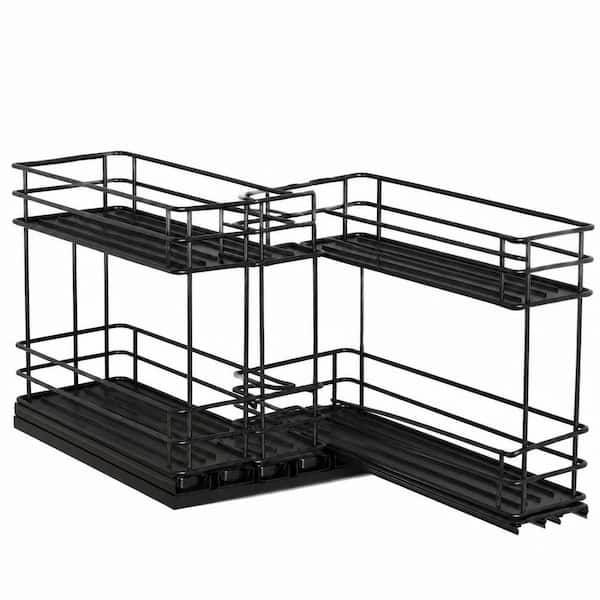 Pull Out Spice Rack Organizer for Cabinet with 3 Drawers and 2 Tiers, 7.4 x 10.4 x 8.3 in. Black