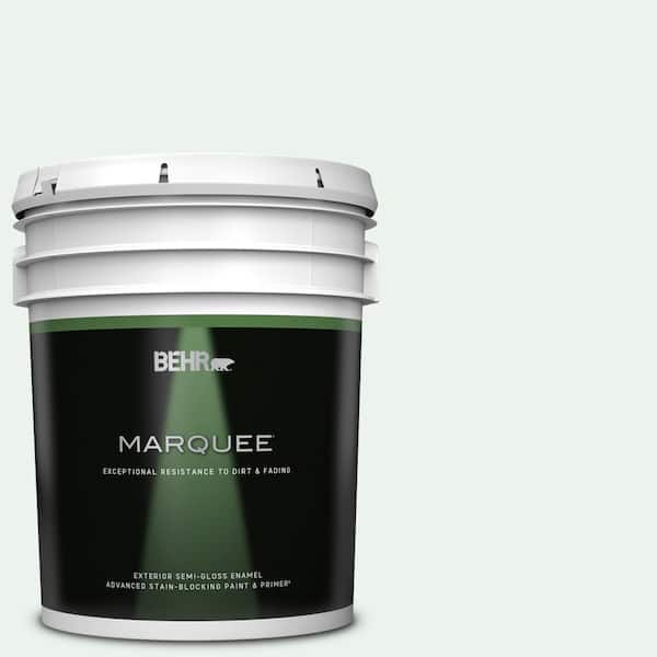 BEHR MARQUEE 5 gal. #W-D-500 Cascade White Semi-Gloss Enamel Exterior Paint & Primer