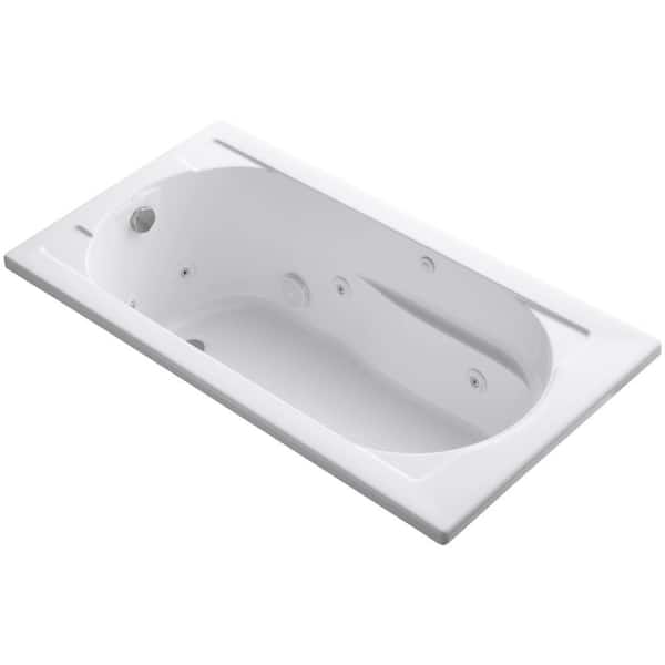 KOHLER Devonshire 60 in. x 32 in. Acrylic Drop-In Whirlpool Bathtub with Reversible Drain in White
