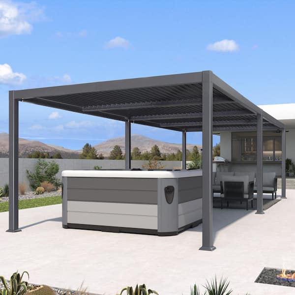 PURPLE LEAF 11.4 ft. x 27.2 ft. Gray Aluminum Outdoor Louvered