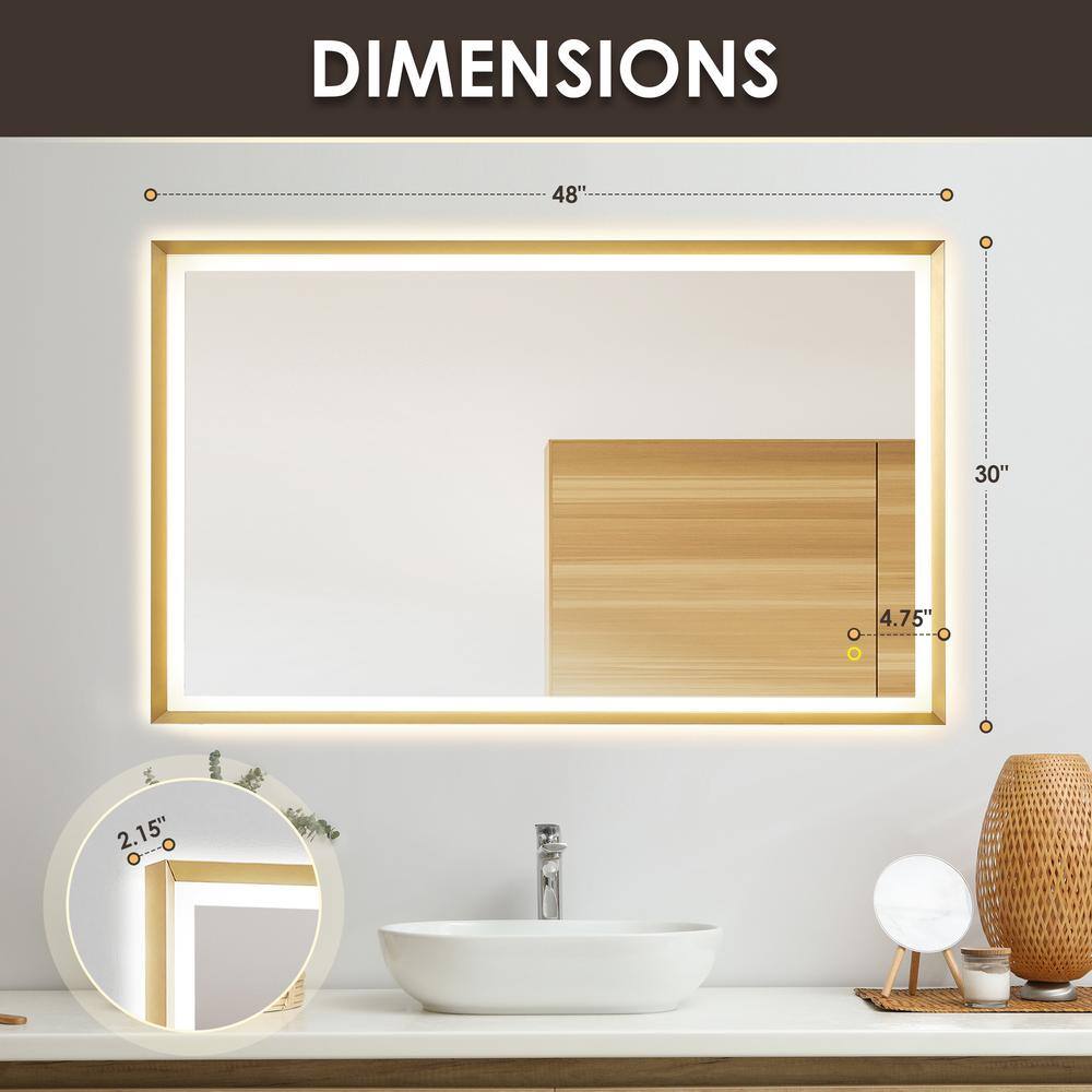 Apollo 48" Gold Aluminum LED Vanity Mirror