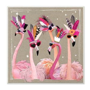 12 in. x 12 in." Fancy Pants Flamingos" by Hammond Gower Printed Wood Wall Art