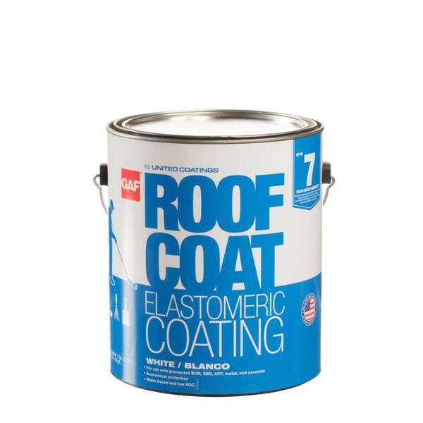 GAF Roof Coat Top Coat 1 Gal. White Acrylic Reflective Elastomeric Roof ...