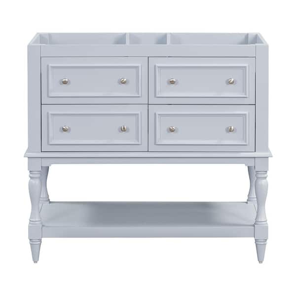 Aoibox 36 in. W x 18 in. D x 33 in. H Bath Vanity Cabinet without Top in Light Blue, Storage Cabinet with 4 Drawers and Doors