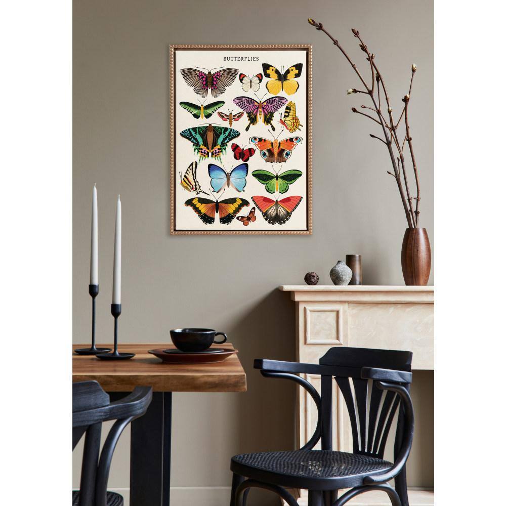 Gold Framed Colorful Butterflies Canvas Wall Art, 18x24