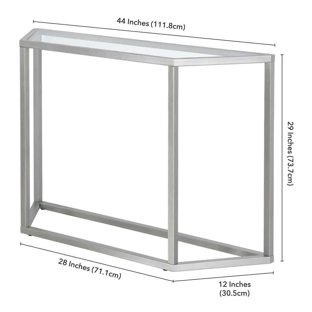 Levi Streamlined 44'' Silver Metal & Glass Console Table with Storage