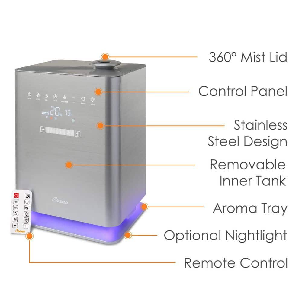 Crane 1.3 Gallon Warm and Cool Mist Humidifier with Remote