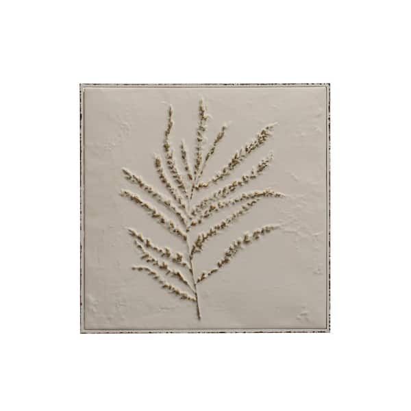 Storied Home 1-Piece Framed Graphic Print Botanical Embossed Metal Nature Art Print 15 in. x 15 in. .