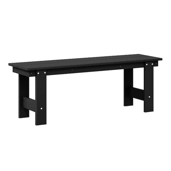 Shoreside Outdoor Patio 48" Plastic All Weather Porch Picnic Bench in Black