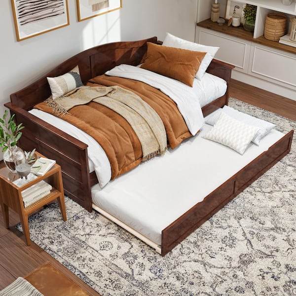 AFI Acadia Walnut Twin Solid Wood Daybed with Twin Trundle