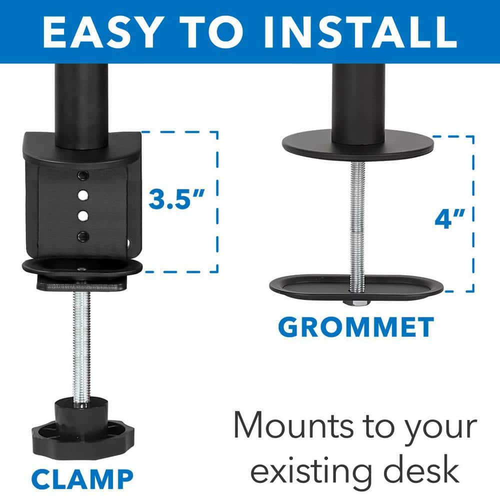 ErgoFlex Black Steel Dual Monitor Desk Mount, Full-Motion 19"-32"