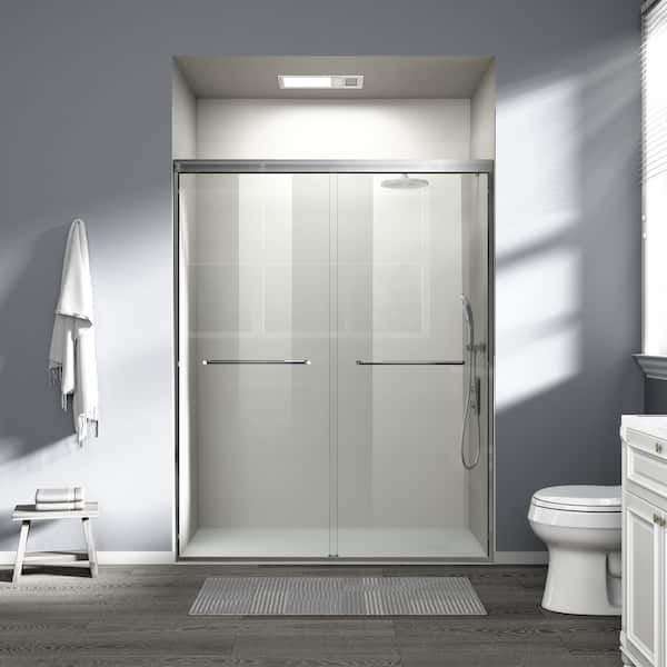 56 in.-60 in. W x 72 in. H Double Sliding Framed Bathroom Shower Door with 1/4 in. Tempered Glass in Brushed Nickel