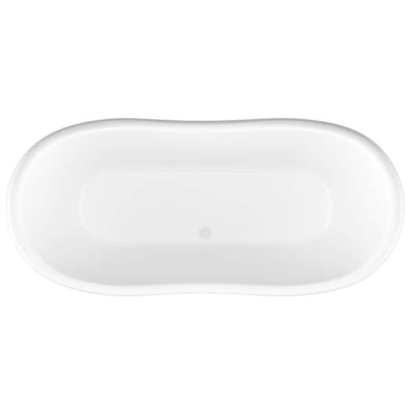 Ivory 6 ft. Acrylic Center Drain Oval Bathtub in White